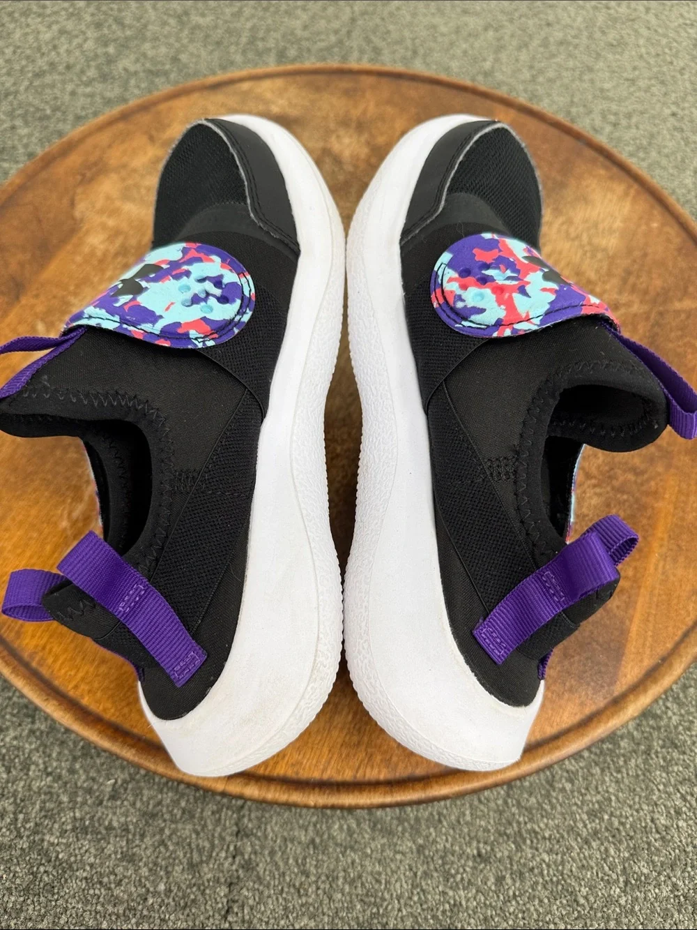 Under Armour Shoes Girls Kids 2 Slip On RunPlay Sneakers Black Purple Pink Camo
